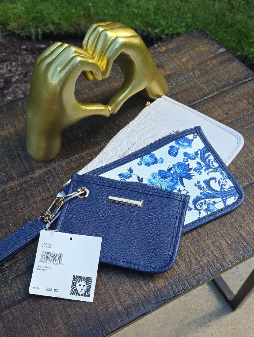 Anne Klein Blue & White Floral Wristlet Set - Picture 2 of 7